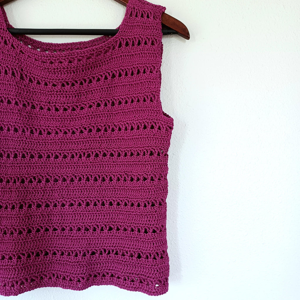 Crossed Trebles Tank Top an Easy Construction Digital Crochet Pattern with English instructions