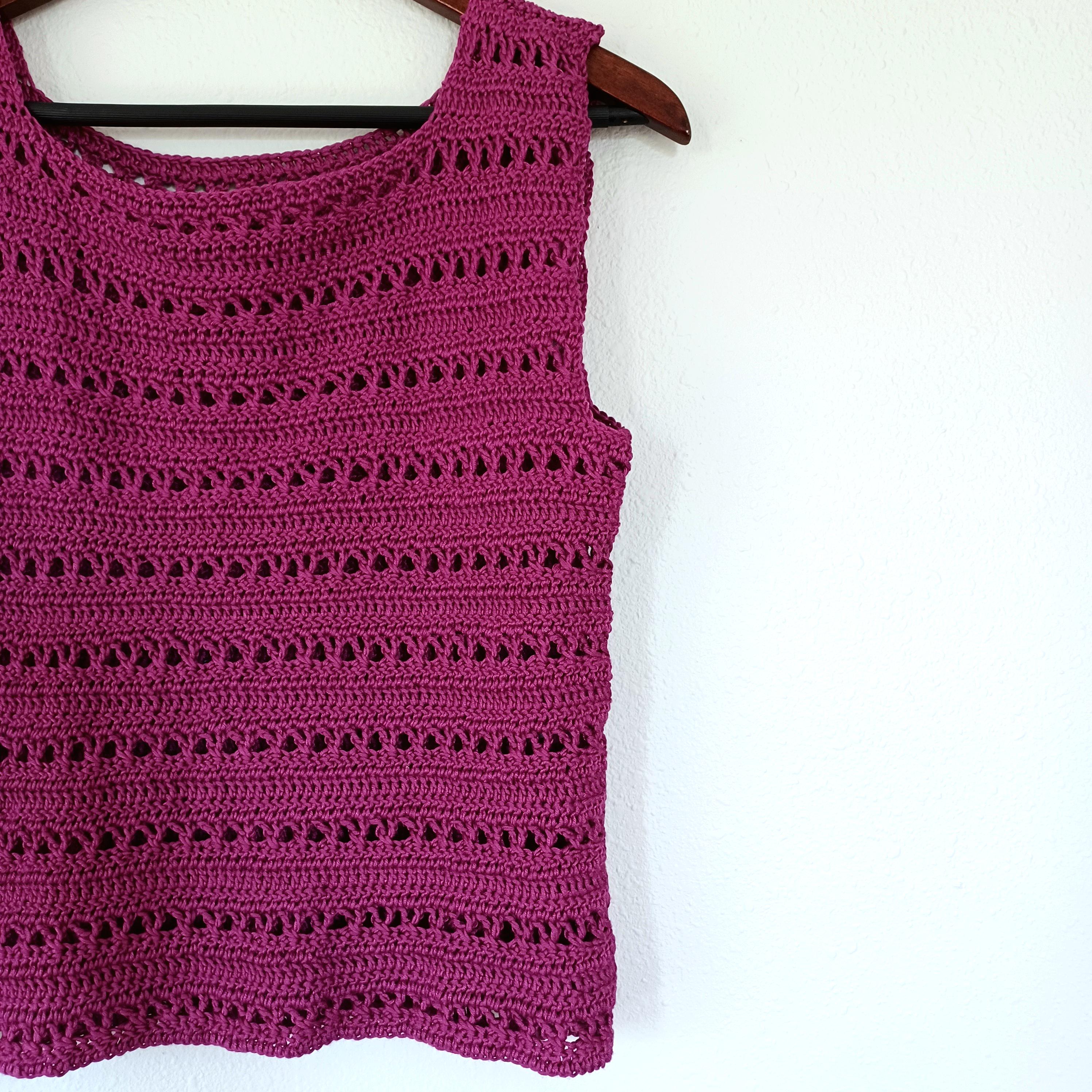 Crossed Trebles Tank Top an Easy Construction Digital Crochet Pattern with English instructions