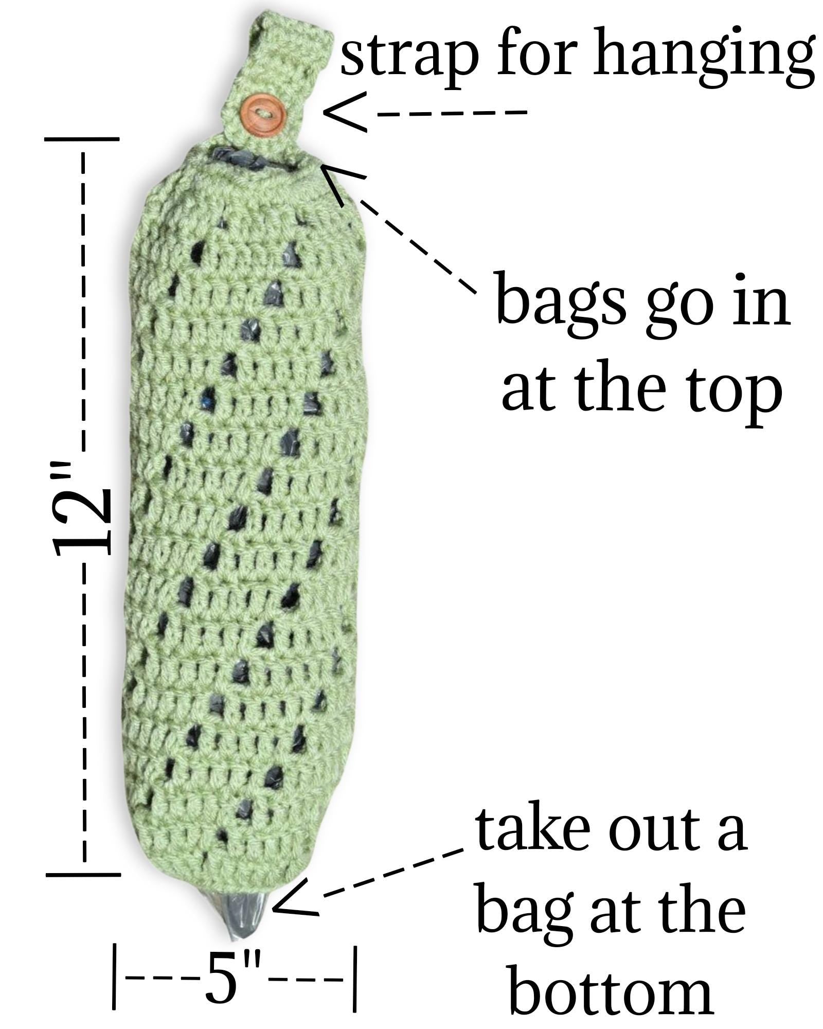 Grocery bag holder, easy crochet pattern, digital download pdf, plastic bag dispenser, crochet kitchen storage, reusable plastic bag holder