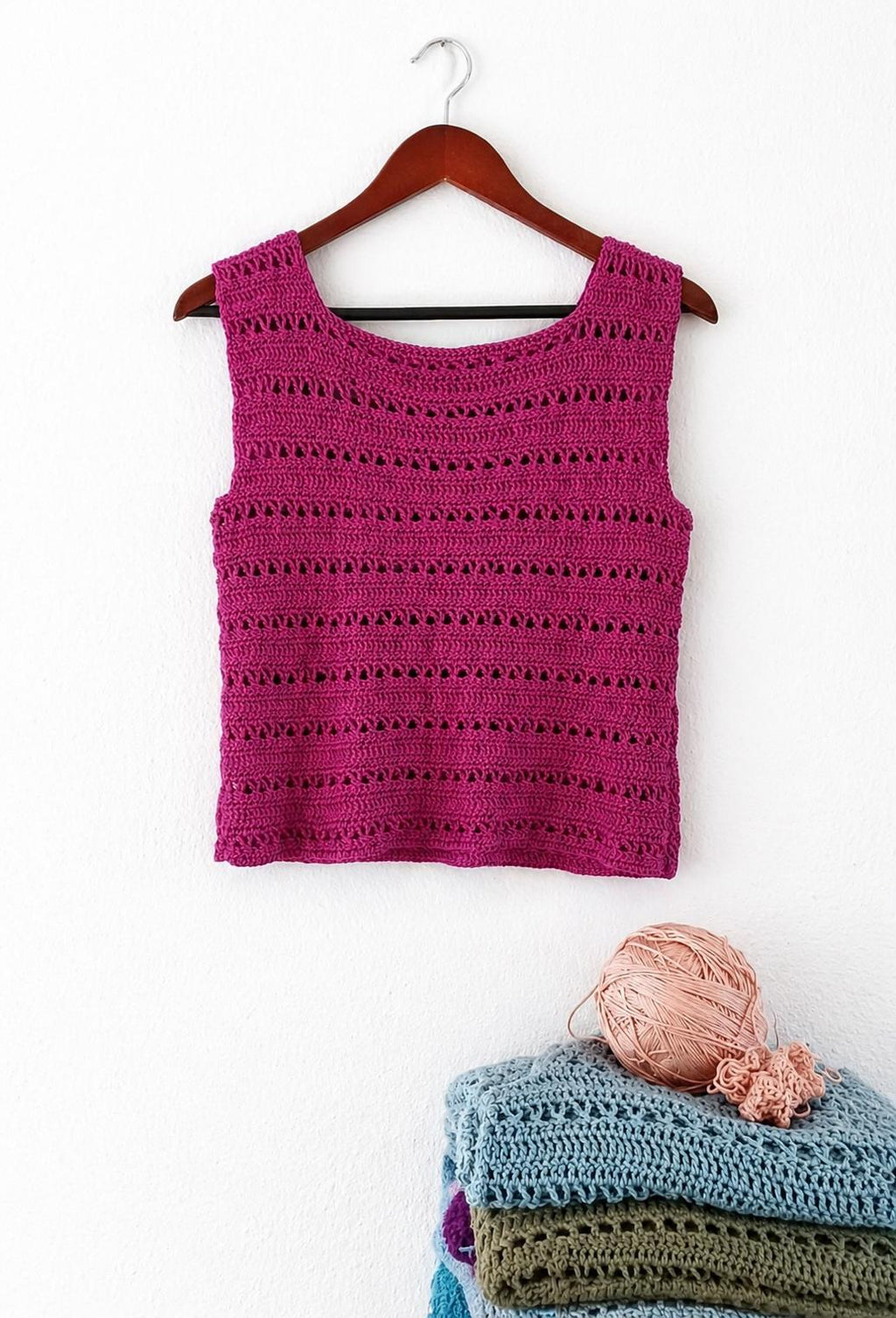 Crossed Trebles Tank Top an Easy Construction Digital Crochet Pattern with English instructions
