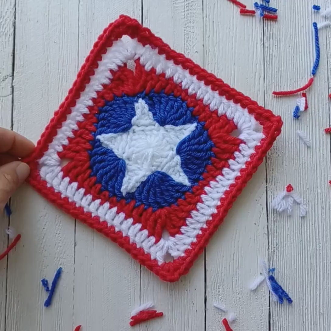 Patriotic Star Granny Squares Digital Crochet Pattern Instant Download Instructions