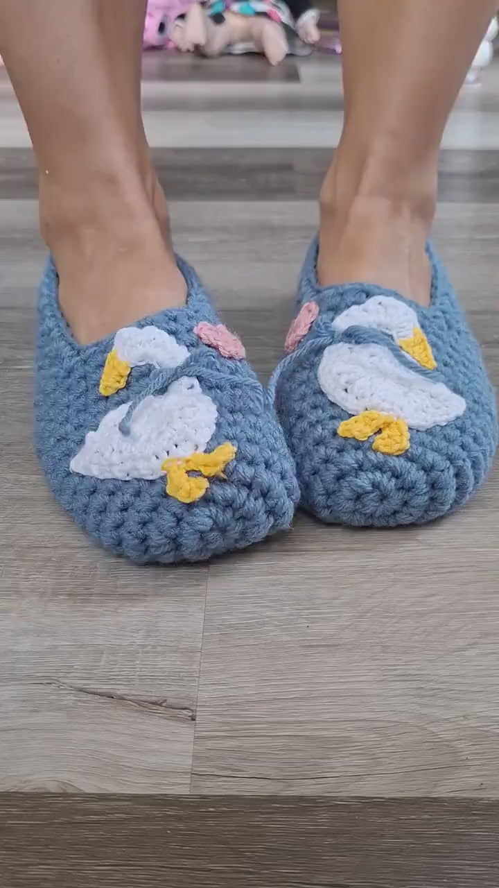 Country Goose Crochet Adult Size Slippers Digital Download PDF Pattern